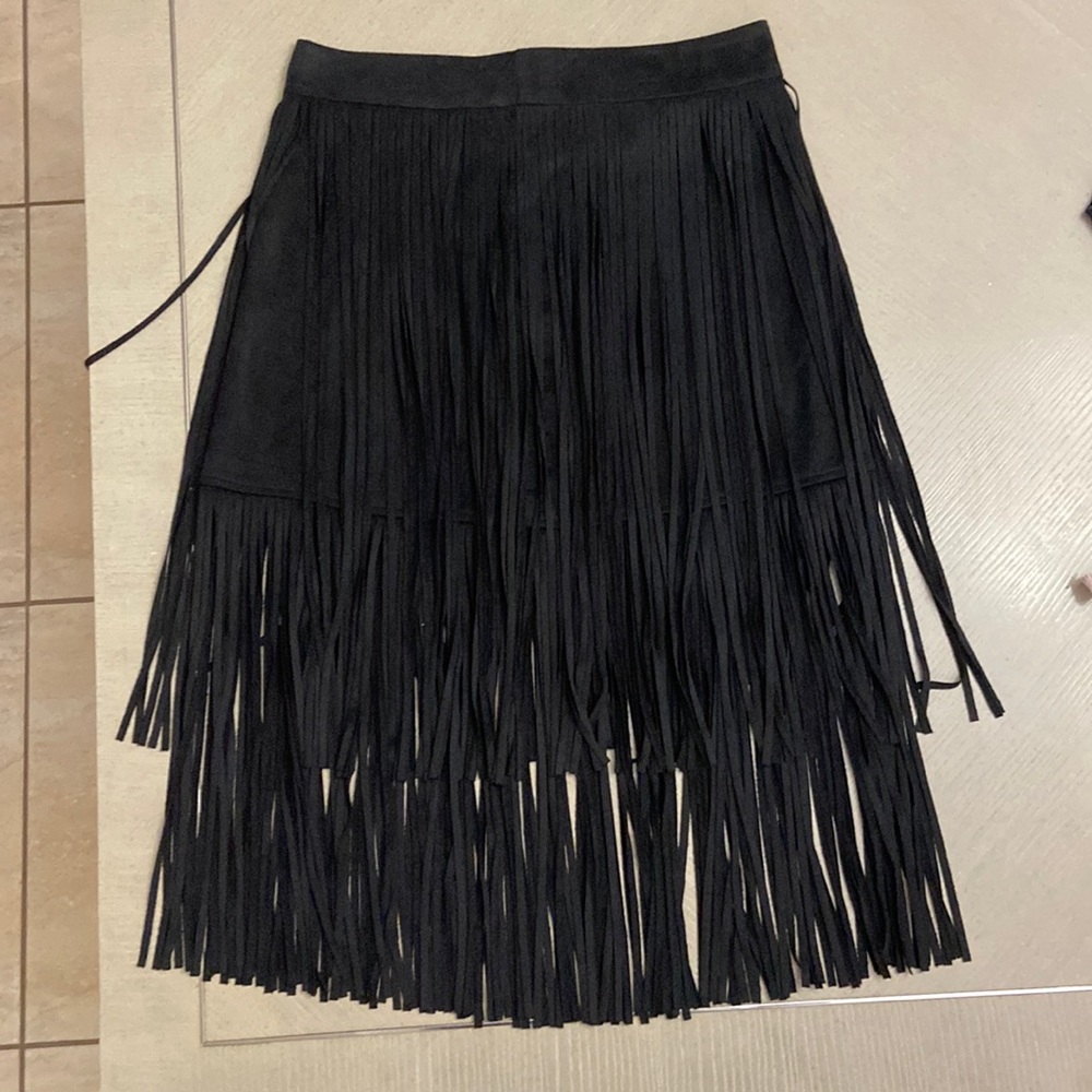 Zara Black Fringe Skirt